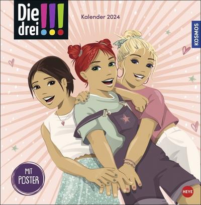 Die drei !!! Broschurkalender 2024. Das Mädchen-Detektiv-Trio in Aktion: Kalender mit coolen Bildern, spannenden Abenteuern und kniffligen Logik-Rätseln. Wandkalender 2024 zum Eintragen