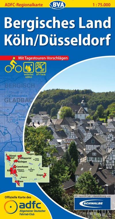 ADFC-Regionalkarte Bergisches Land/Köln/Düsseldorf mit Tagestouren-Vorschlägen, 1:75.000, reiß- und wetterfest, GPS-Tracks Download (ADFC-Regionalkarte 1:75000)