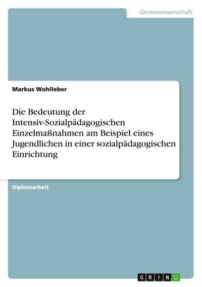 Die Bedeutung der Intensiv-Sozialpädagogischen Einzelmaßnahmen am Beispiel eines Jugendlichen in einer sozialpädagogischen Einrichtung