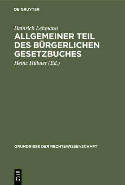 Allgemeiner Teil des Bürgerlichen Gesetzbuches