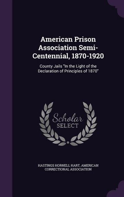 American Prison Association Semi-Centennial, 1870-1920: County Jails In the Light of the Declaration of Principles of 1870