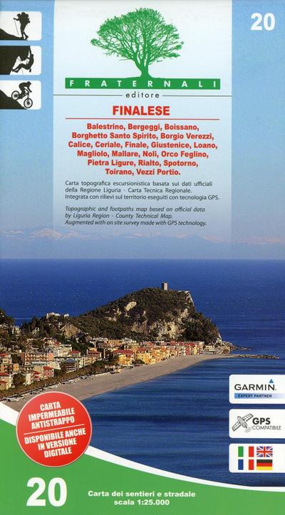 Carta n. 20. Finalese. Carta dei sentieri e stradale 1:25.000