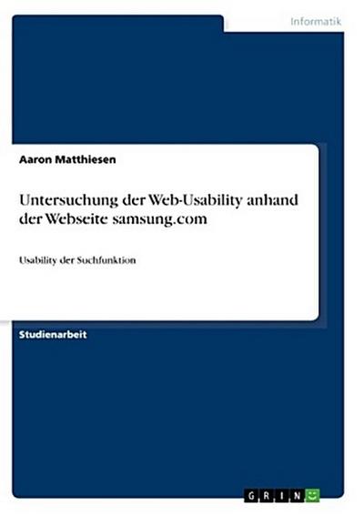 Untersuchung der Web-Usability anhand der Webseite samsung.com
