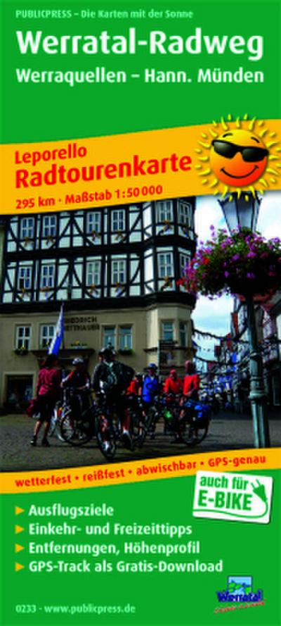 Radwanderkarte Werratal-Radweg, Werraquellen - Hann. Münden 1 : 50 000