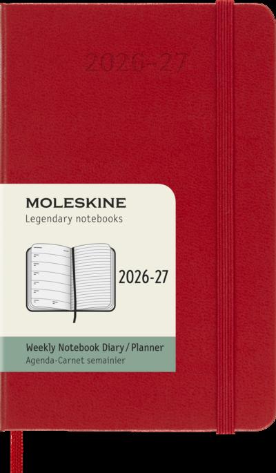 Moleskine 18 Monate Wochen Notizkalender 2026/2027, P/A6, 1 Wo = 1 Seite, Rechts linierte Seite, Fester Einband, Scharlachrot