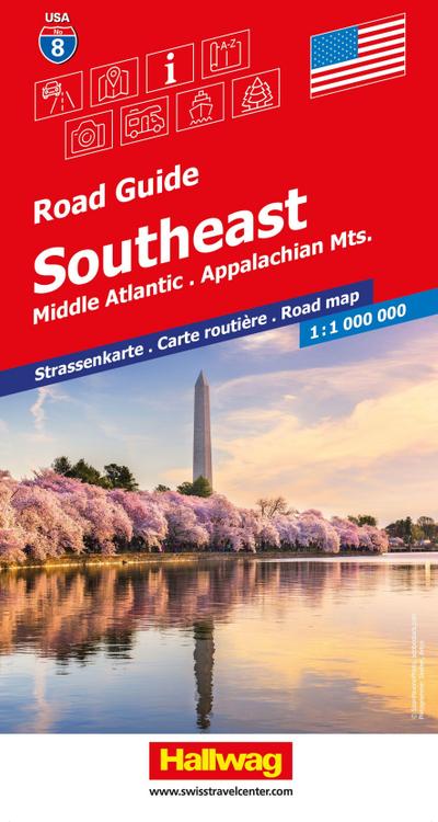 Hallwag Strassenkarte USA, Southeast 1:1 Mio.