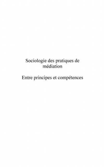 Sociologie des pratiques de mediation en
