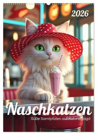 Naschkatzen - Süße Samtpfoten auf Kalorienjagd (Wandkalender 2026 DIN A2 hoch), CALVENDO Monatskalender