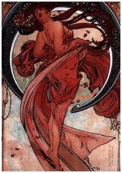 Notizbuch schön gestaltet mit Leseband - A5 Hardcover blanko - Jugendstil Motiv "Tanz"- 100 Seiten 90g/m² - FSC Papier