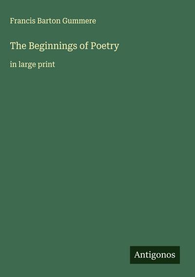 The Beginnings of Poetry