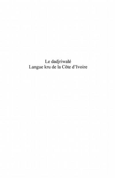 Dadjriwale-Langue kru de la Cote d’Ivoir