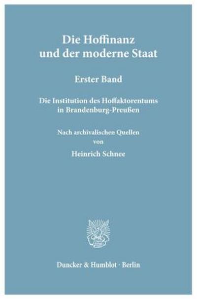 Die Hoffinanz und der moderne Staat.