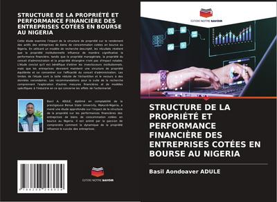 STRUCTURE DE LA PROPRIÉTÉ ET PERFORMANCE FINANCIÈRE DES ENTREPRISES COTÉES EN BOURSE AU NIGERIA