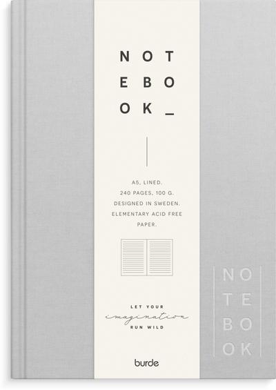 Burde Notizbuch Textil hellgrau liniert A5