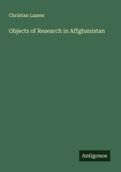 Objects of Research in Affghanistan