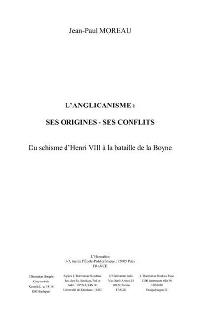 L’anglicanisme : ses origines, ses conflits