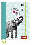 Lebe jetzt und hier 2016: Terminplaner mit Einstecktasche, Leseband, Gummibandverschluss, 12 Postkarten und 2-seitigem Wochenkalendarium