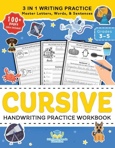 Cursive Handwriting Practice Workbook for 3rd 4th 5th Graders