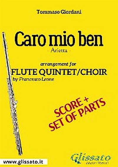 Flute Quintet / choir "Caro mio ben" score & parts