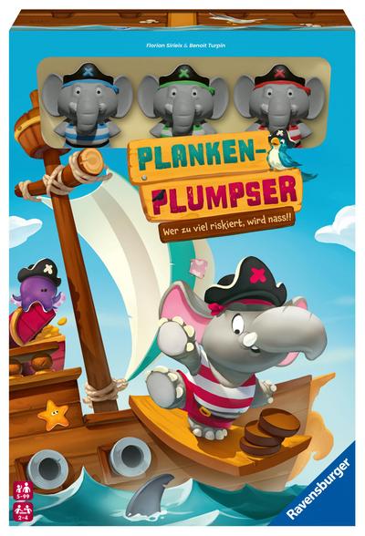 Ravensburger Kinderspiel 22342 - Planken-Plumpser - Wer zu viel riskiert, wird nass!! - Ein Push-Your-Luck Spiel für 2-4 Kinder ab 5 Jahren
