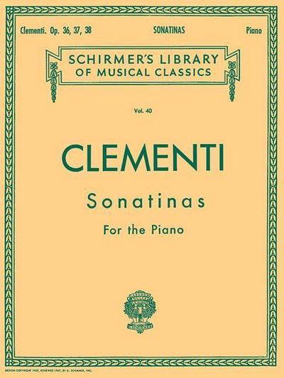 Clementi Sonatinas Op. 36 37 38 Schirmer’s Library of Musical Classics Vol. 40 Piano Sheet Music Collection for Late Intermediate Players