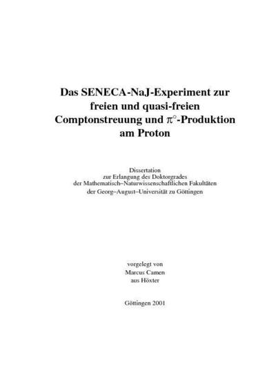 Das SENECA-NaJ-Experiment zur freien und quasi-freien Comptonstreuung und PI°-Produktion am Proton