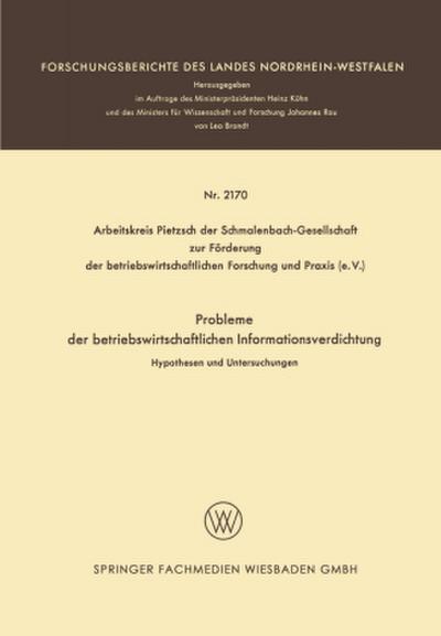 Probleme der betriebswirtschaftlichen Informationsverdichtung