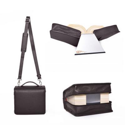 SartoriusSKIN Tasche PURO aus Nappaleder in Gr. L in Kaffee-Braun mit Tragegurt & Buchstütze