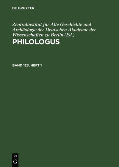 Philologus. Band 123, Heft 1