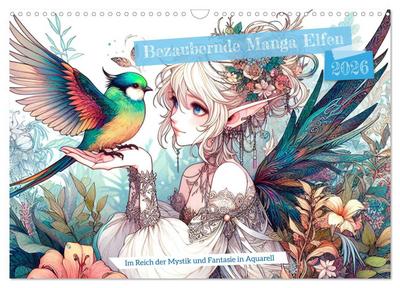 Bezaubernde Manga Elfen (Wandkalender 2026 DIN A3 quer), CALVENDO Monatskalender