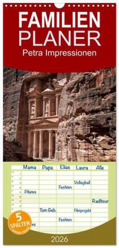 Familienplaner 2026 - Petra Impressionen mit 5 Spalten (Wandkalender, 21 x 45 cm) CALVENDO