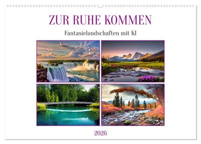 Zur Ruhe kommen Fantasiereisen mit KI (Wandkalender 2026 DIN A2 quer), CALVENDO Monatskalender