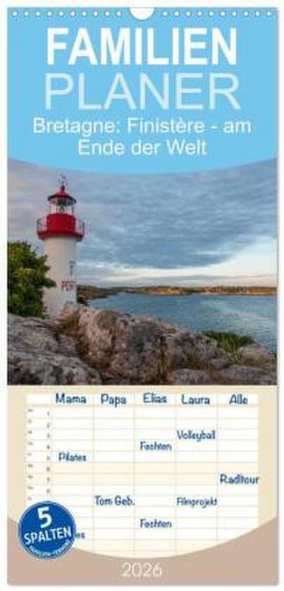 Familienplaner 2026 - Bretagne: Finistère - am Ende der Welt mit 5 Spalten (Wandkalender, 21 x 45 cm) CALVENDO