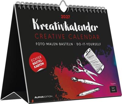 Kreativkalender Tischaufsteller quer schwarz 2027
