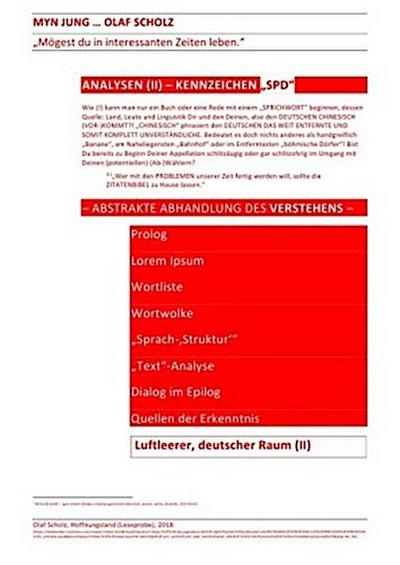 MYN JUNG ... OLAF SCHOLZ - ANALYSEN (II) - KENNZEICHEN "SPD"