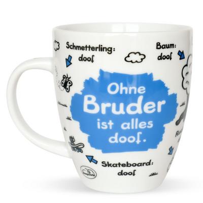 Sheepworld 45140 Tasse mit Motiv-Druck Ohne Bruder ist alles doof, Porzellan, Geschenk Bruder, 45 cl