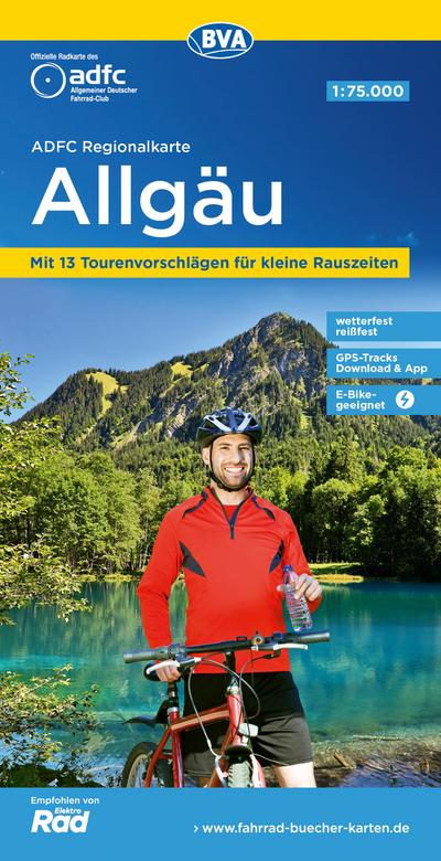 ADFC-Regionalkarte Allgäu 1:75.000, mit Tagestourenvorschlägen, reiß- und wetterfest, E-Bike-geeignet, GPS-Tracks-Download