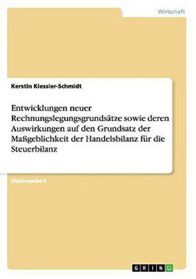 Entwicklungen neuer Rechnungslegungsgrundsätze sowie deren Auswirkungen auf den Grundsatz der Maßgeblichkeit der Handelsbilanz für die Steuerbilanz