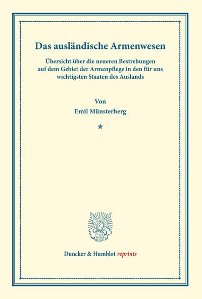 Das ausländische Armenwesen.