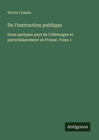 De l’instruction publique