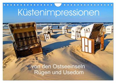 Küstenimpressionen von den Ostseeinseln Rügen und Usedom (Wandkalender 2024 DIN A4 quer), CALVENDO Monatskalender