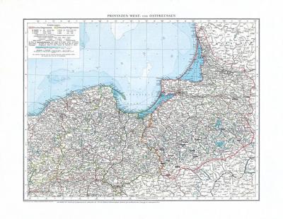 Historische Karte: Provinzen WESTPREUSSEN und OSTPREUSSEN im Deutschen Reich - November 1897 [gerollt]