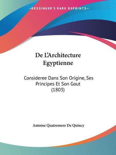 De L’Architecture Egyptienne