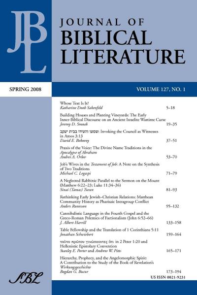 Journal of Biblical Literature, Spring 2008