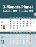 3-Monatsplaner grün 2013: 14-Monats-Kalender (ab September 2011) mit Datumsschieber