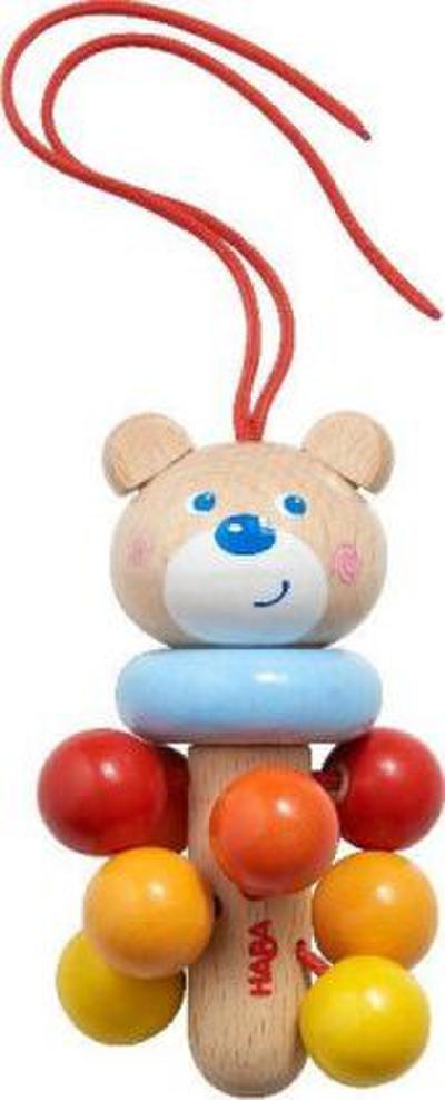 HABA 305231 - Hängefigur Bär, Babyspielzeug für Babyschale, Spieltrainer, Kinderbett und Kinderwagen, Holzspielzeug ab 6 Monaten