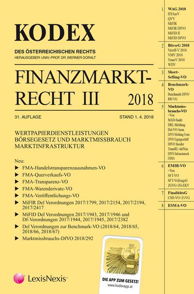 Kodex Finanzmarktrecht Band III 2018