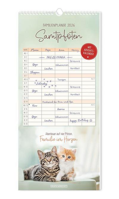 Familienplaner 2026 Samtpfoten