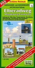 Radwander- und Wanderkarte mit Zick-Zack-Faltung Elberadweg, Magdeburg-Cuxhaven