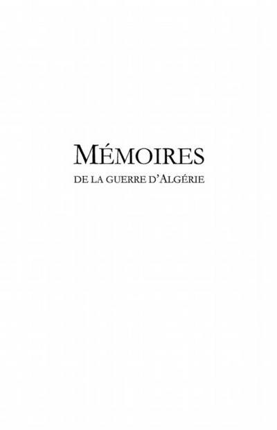 Memoires de la guerre d’Algerie